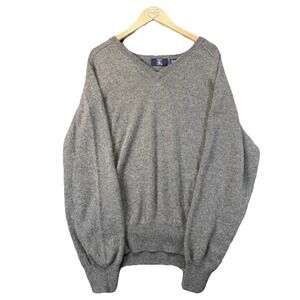 Hunt Club 100% Cashmere Sweater Men's XL Gray V-Neck Pullover